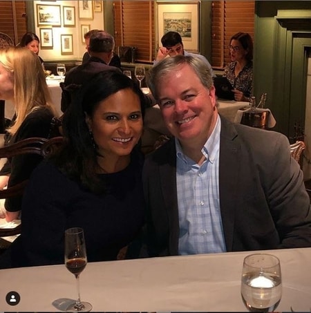 Kristen Welker and John Hughes enjoying a dinner at a restaurant